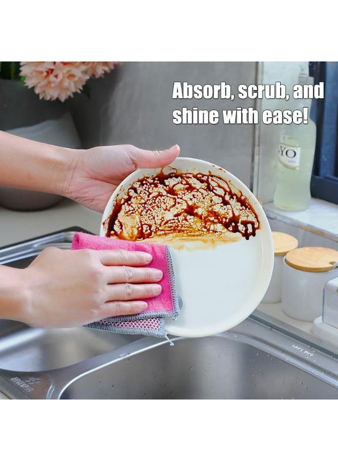 KASTWAVE Non Scratch Wire Dishcloth, 10PCS Double Layer Multipurpose Wire Dishwashing Rag for Wet and Dry, Multifunctional Powerful Cleaning Dish Rags for Cookware, Sinks, Dishes, Stove Tops - Image 4